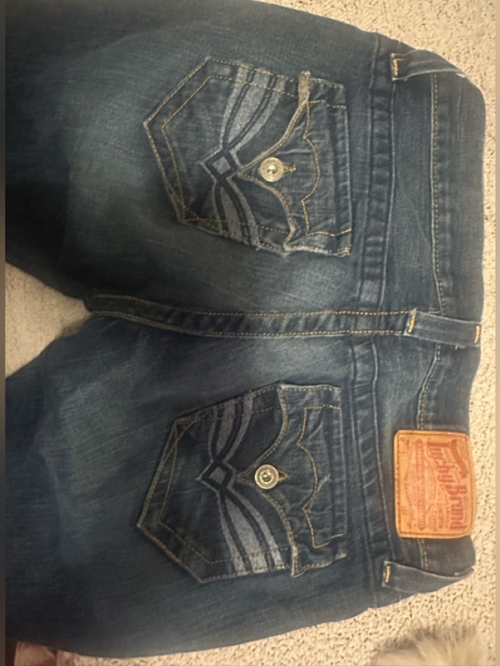Lucky brand lil Maggie Dark Wash Embroidered Back Pocket Jeans 8/29 7W10008